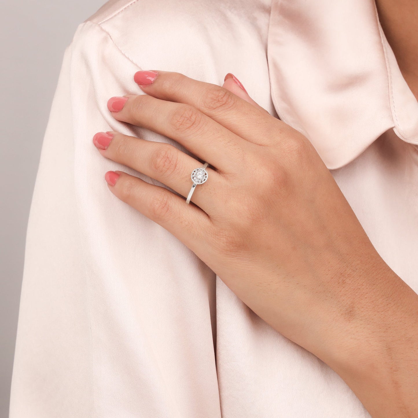 Silver Zircon Sunrise Ring
