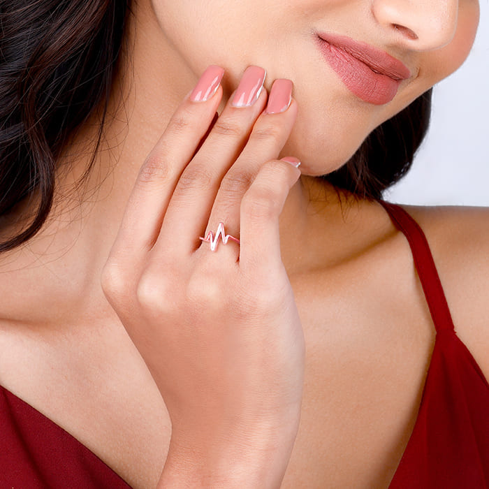 Rose Gold Heartbeat Ring