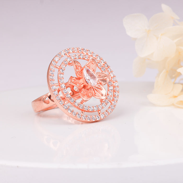 Rose Gold Concentric Circle Sunflower Ring