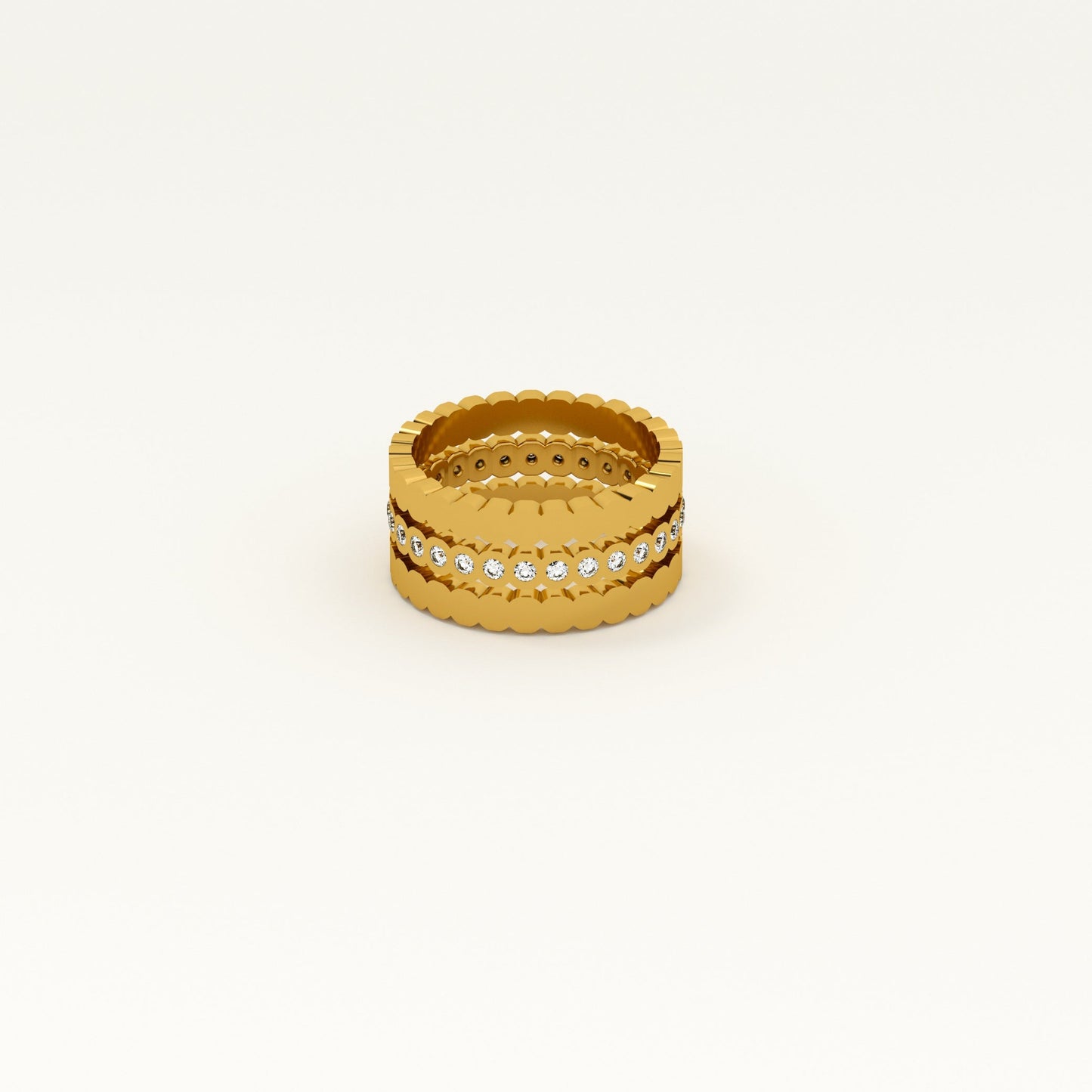 Three Piece Honeycomb Ring