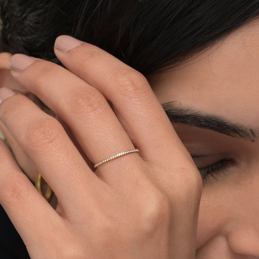 Delicate Stone Studded Band Ring