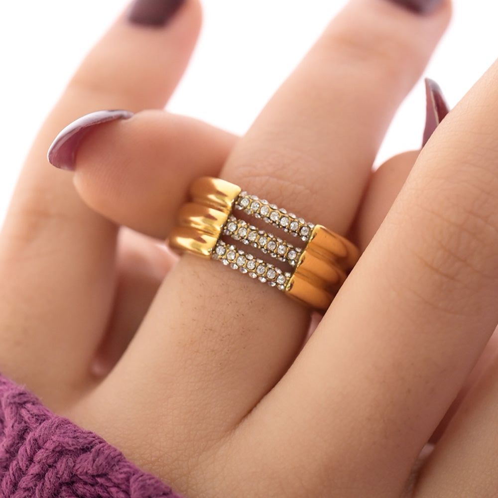 Solitaire Layered Harmony Ring