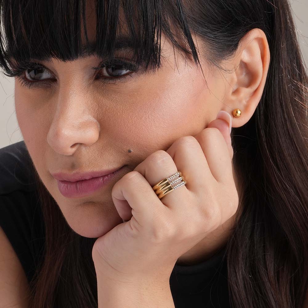 Solitaire Layered Harmony Ring
