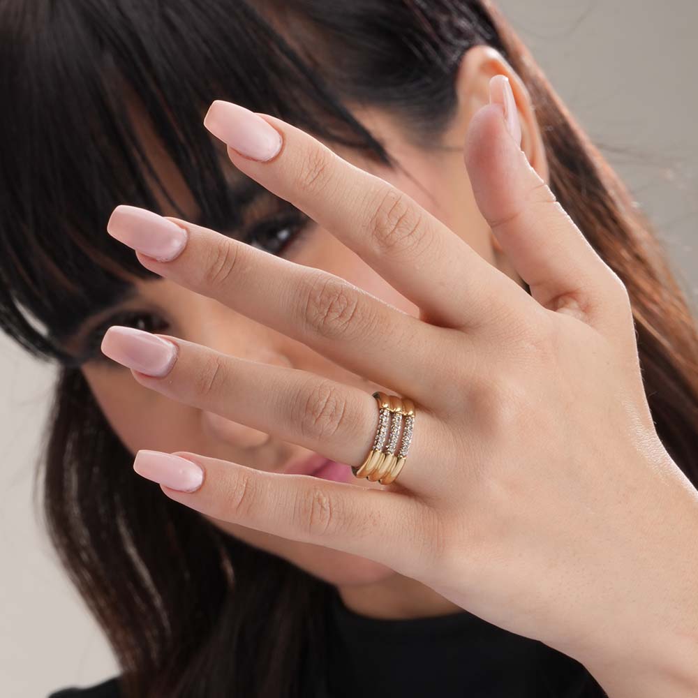 Solitaire Layered Harmony Ring