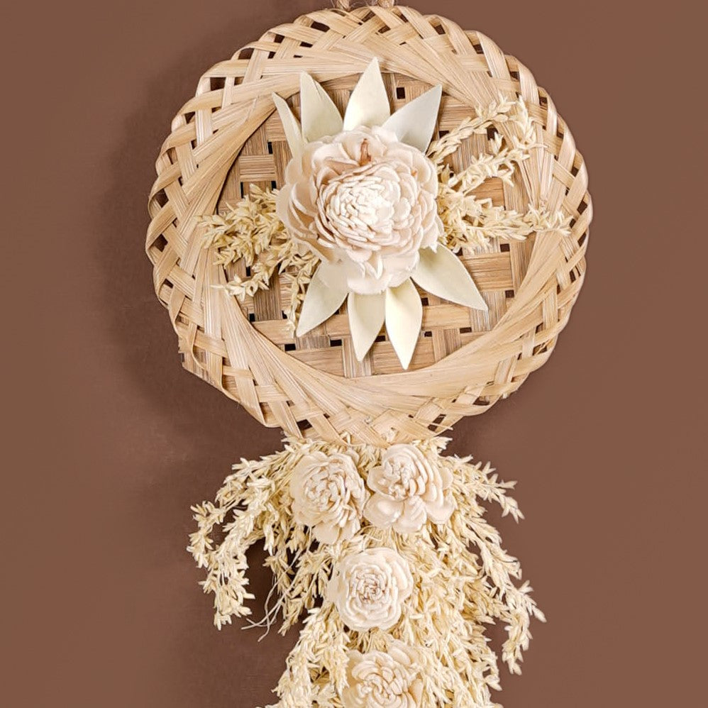 Organic White Petals Dried Flower Wall Decor Set Of 4