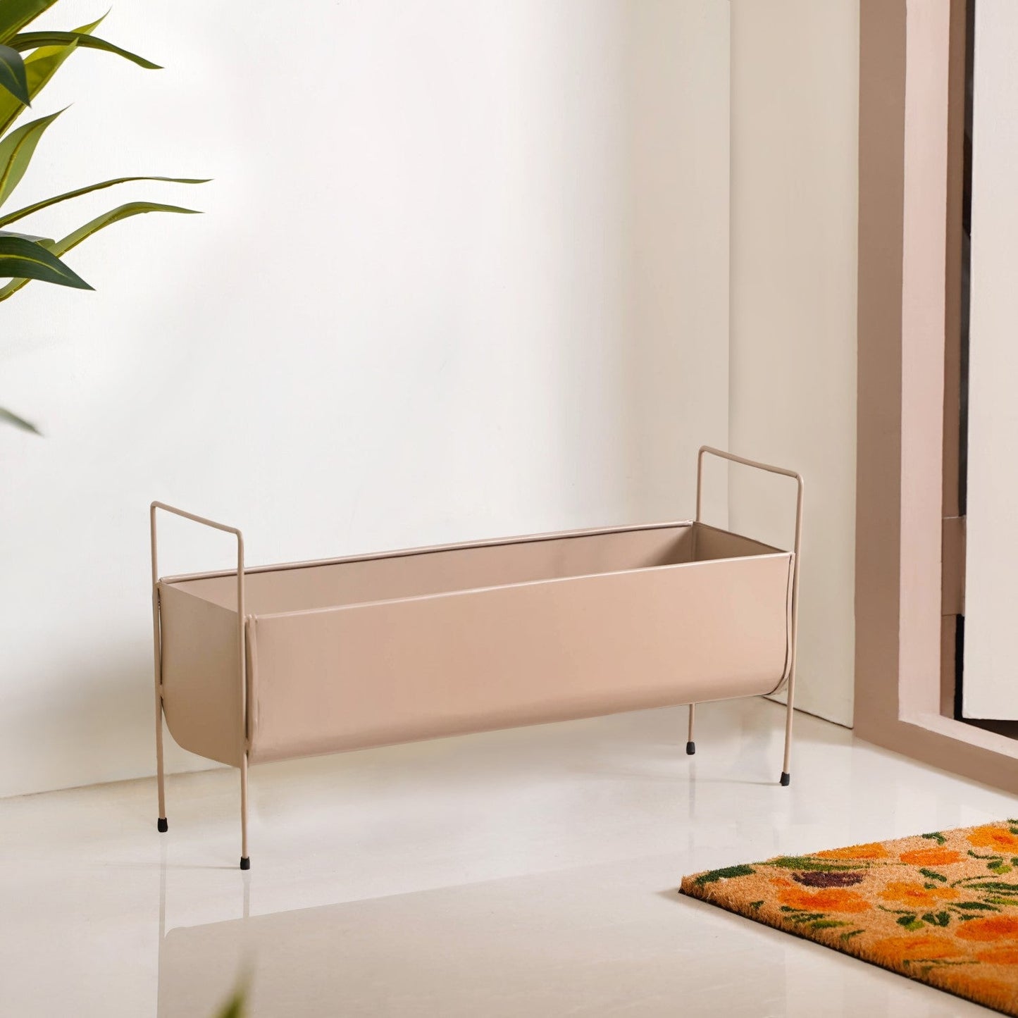 Raised Trough Planter With Handle Beige