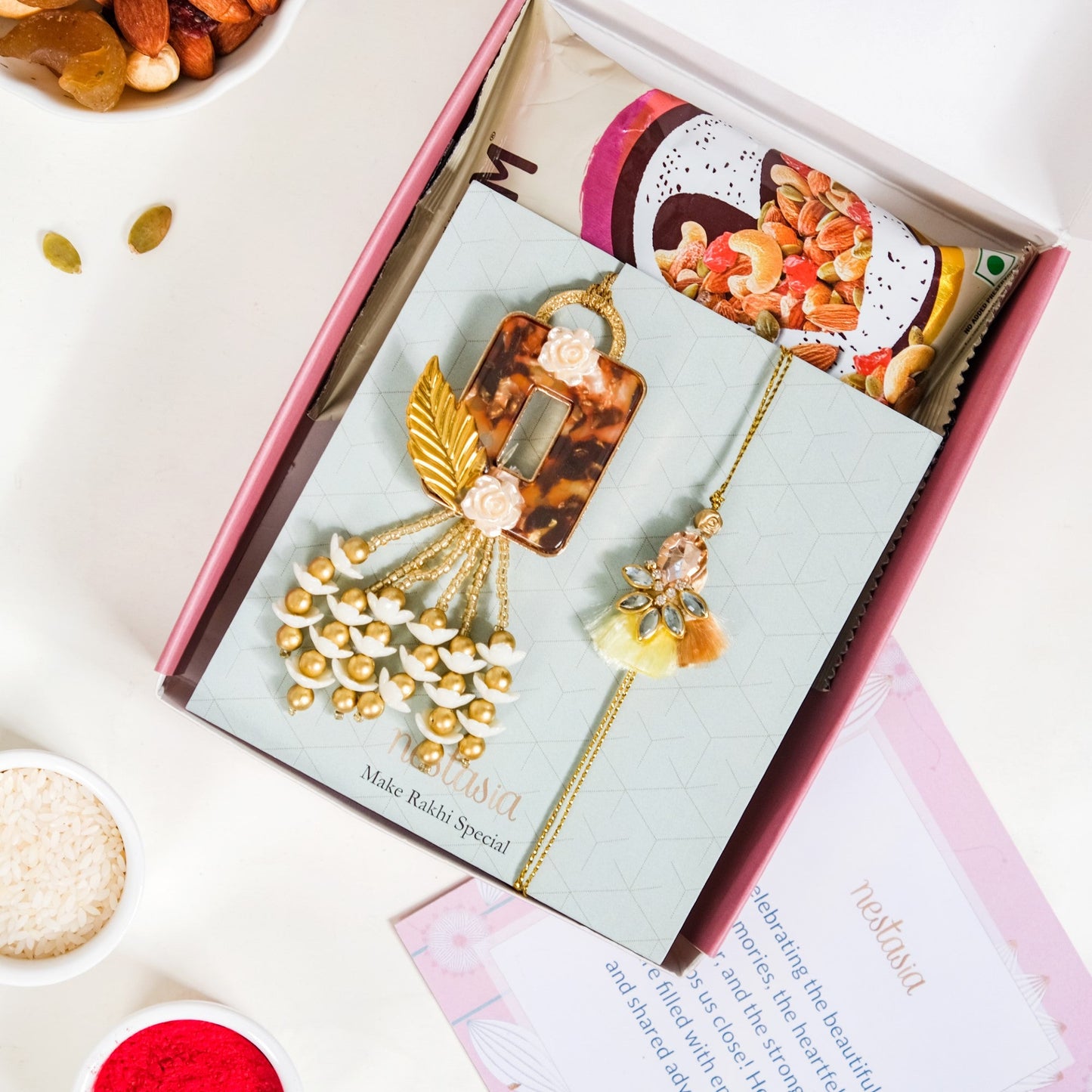 Amber Rakhi Lumba Gift Hamper Set Of 4 In Gift Box