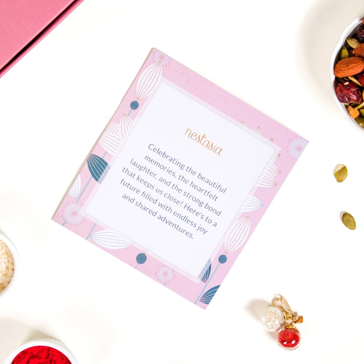 Pink Meenakari Lotus Raksha Bandhan Gift Hamper