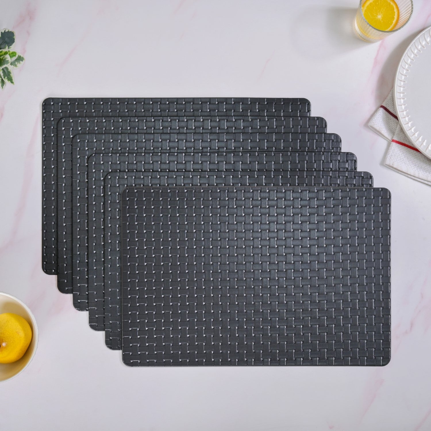 Raven Black Weave Placemat Set Of 6