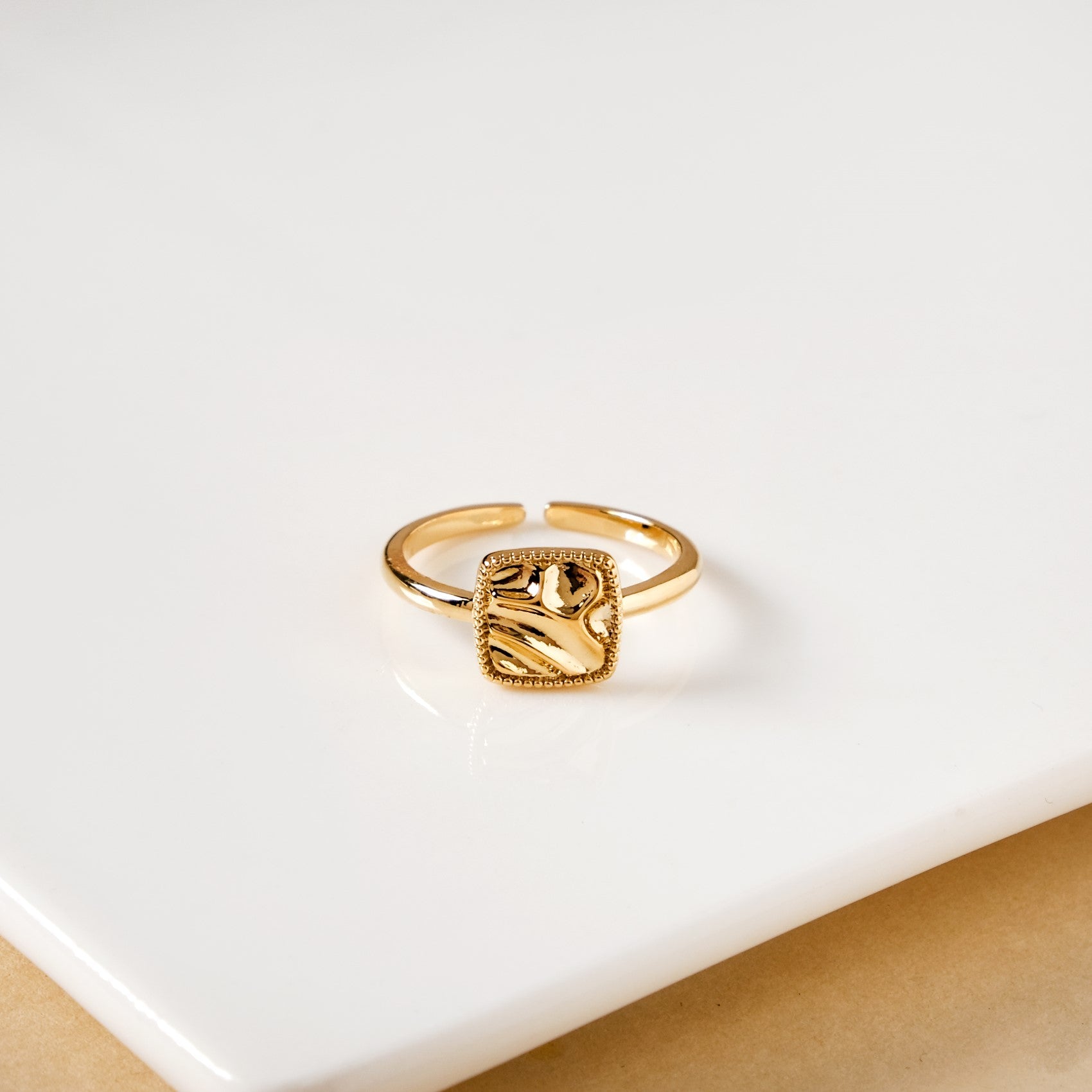 Raw Charm Hammered Gold Ring