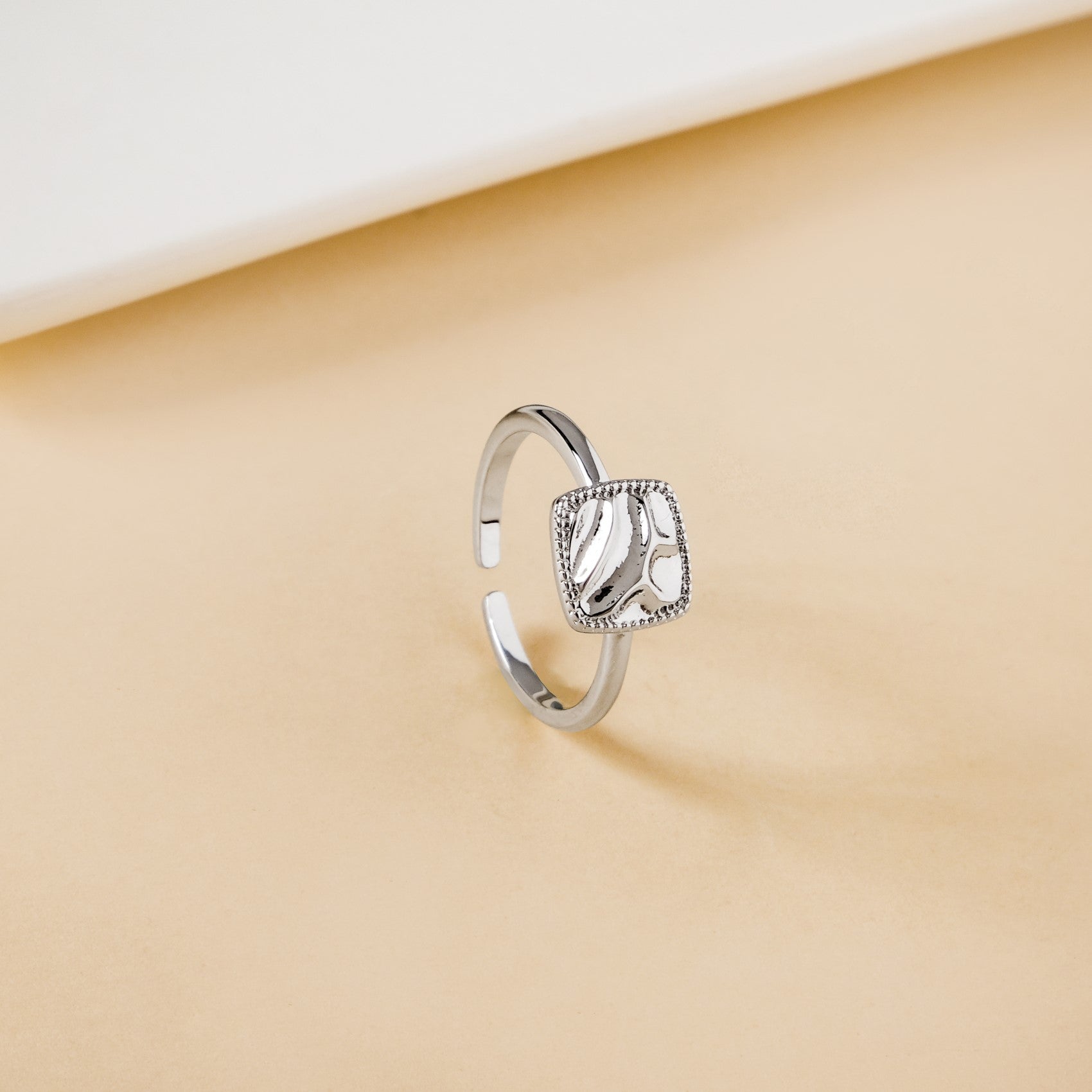 Raw Charm Hammered Silver Ring