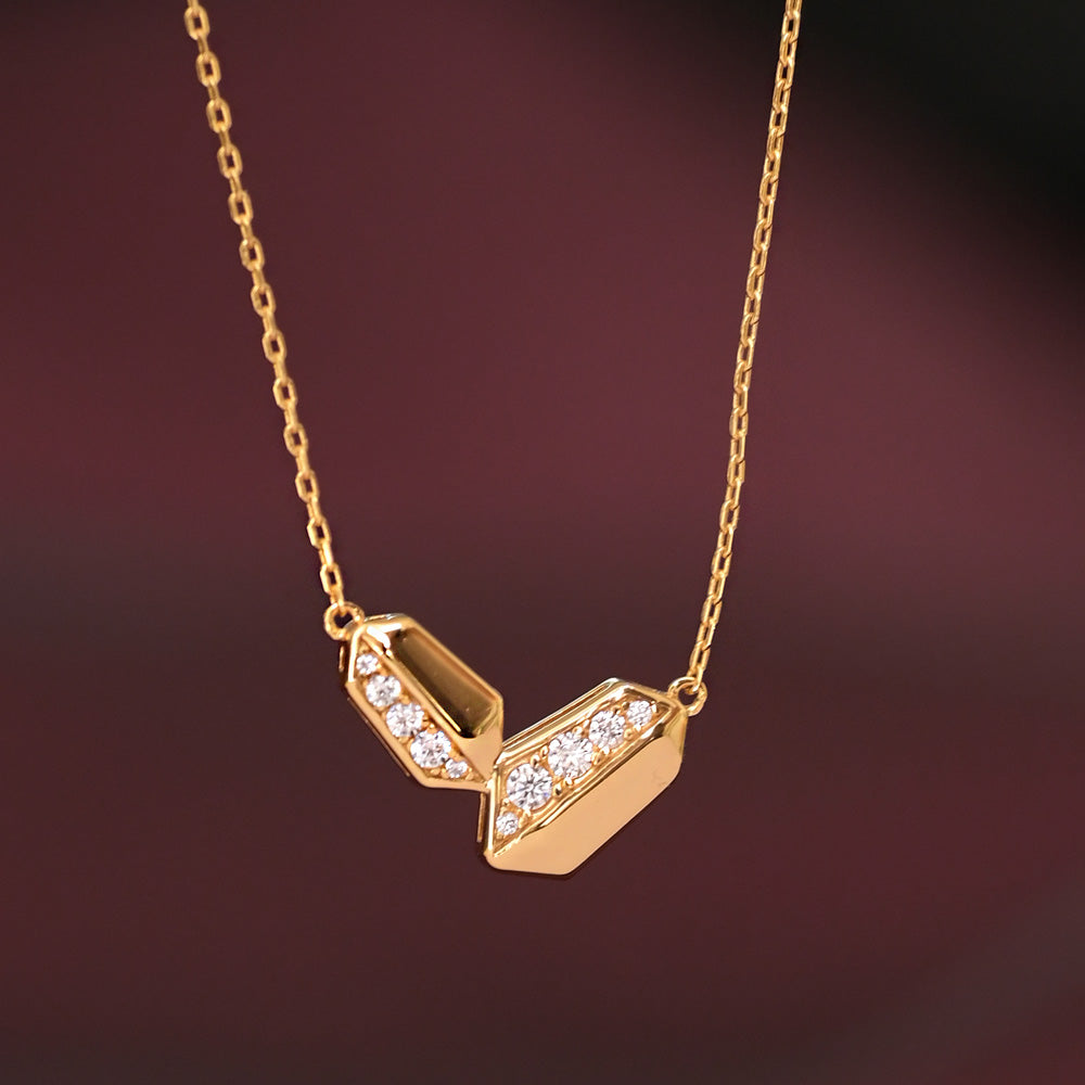 Rebecca Minkoff Puffy Metal Hexagon Necklace | 18k Gold Vermeil