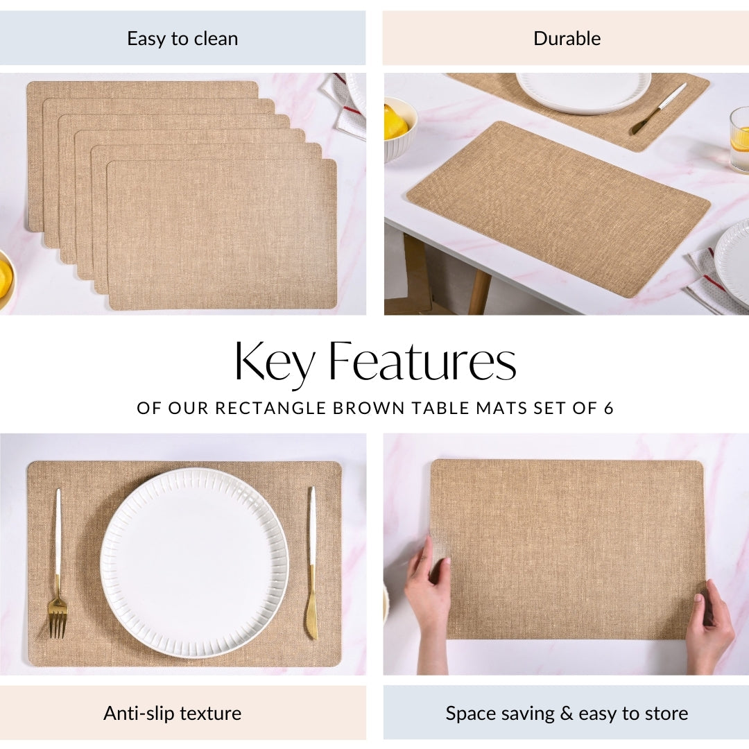 Rectangle Brown Table Mat Set Of 6