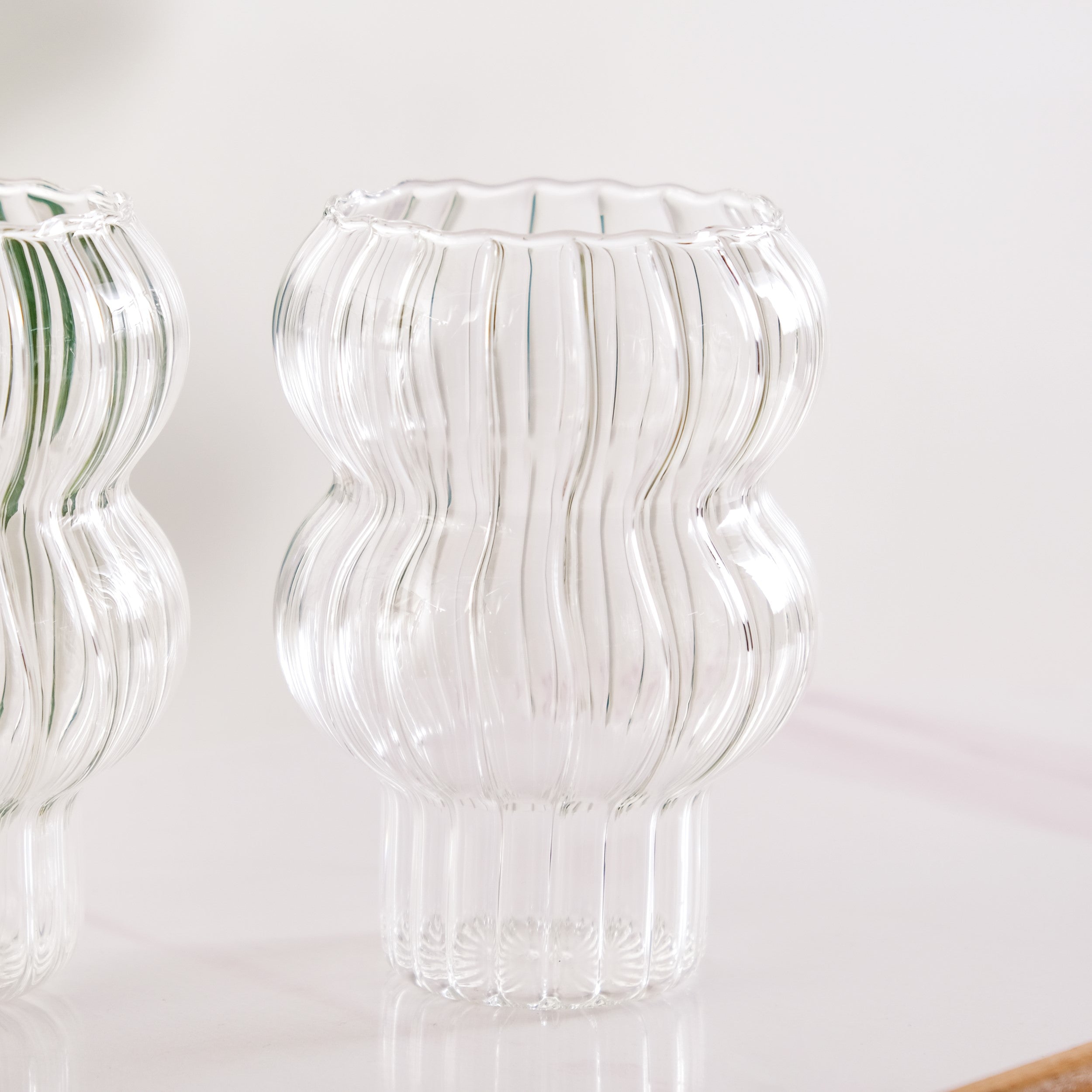 Reeded Latte Glass Cup Set Of 2 600ml