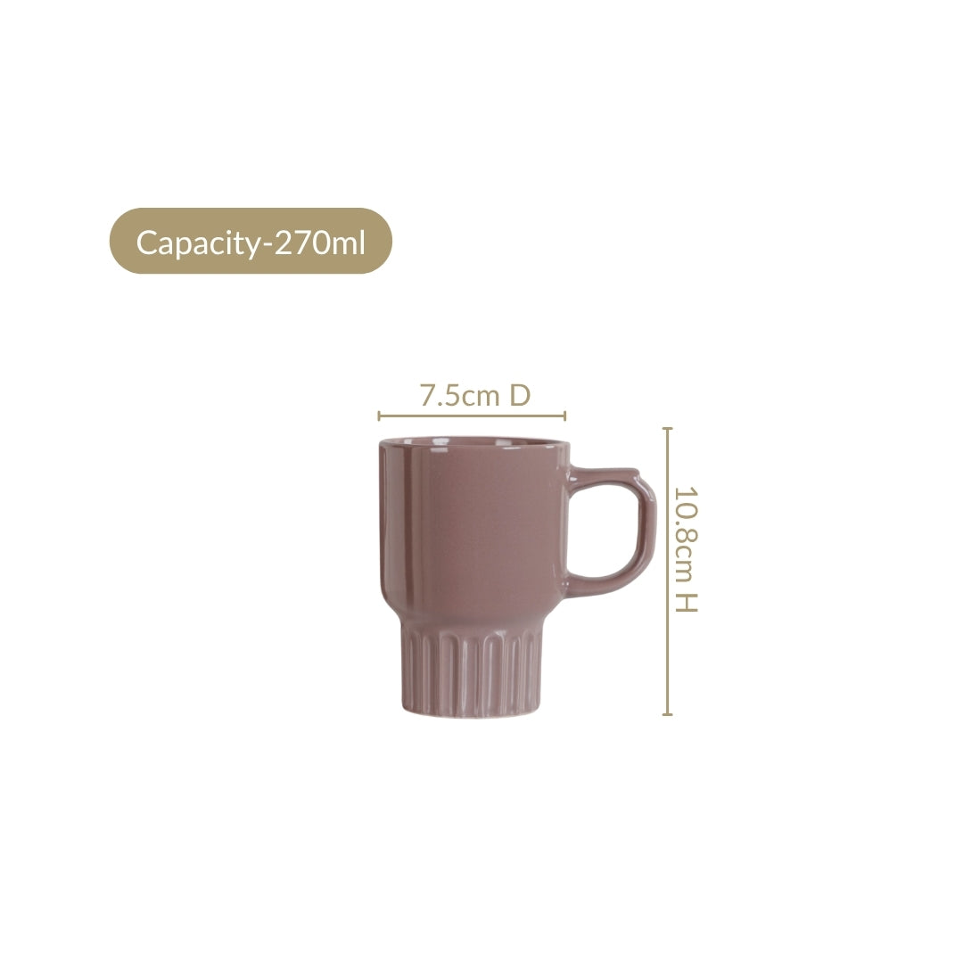 Ribelle Ceramic Stackable Mug Set Of 4 Taupe 270ml