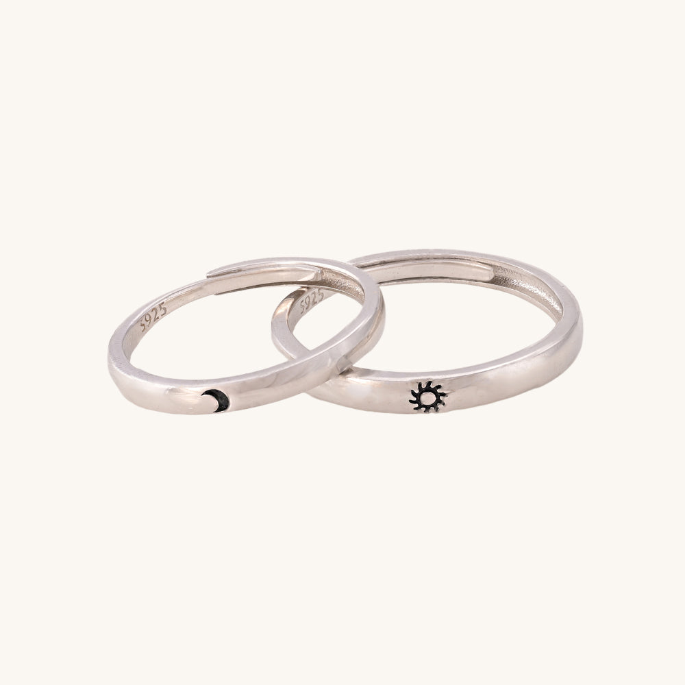 Sun Moon Couple Rings- 925 Silver