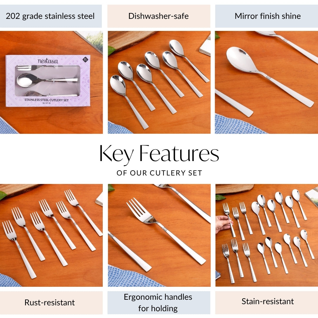 Ring Cut Stainless Steel Flatware Set Of 18