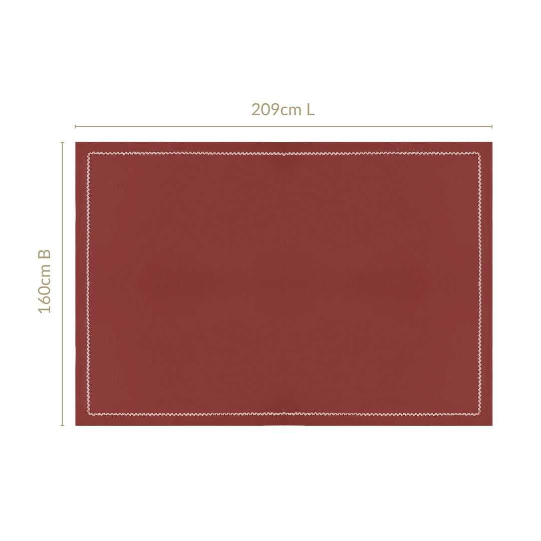 Madeline 6 Seater Cotton Tablecloth With Rick Rack Maroon 209x160cm