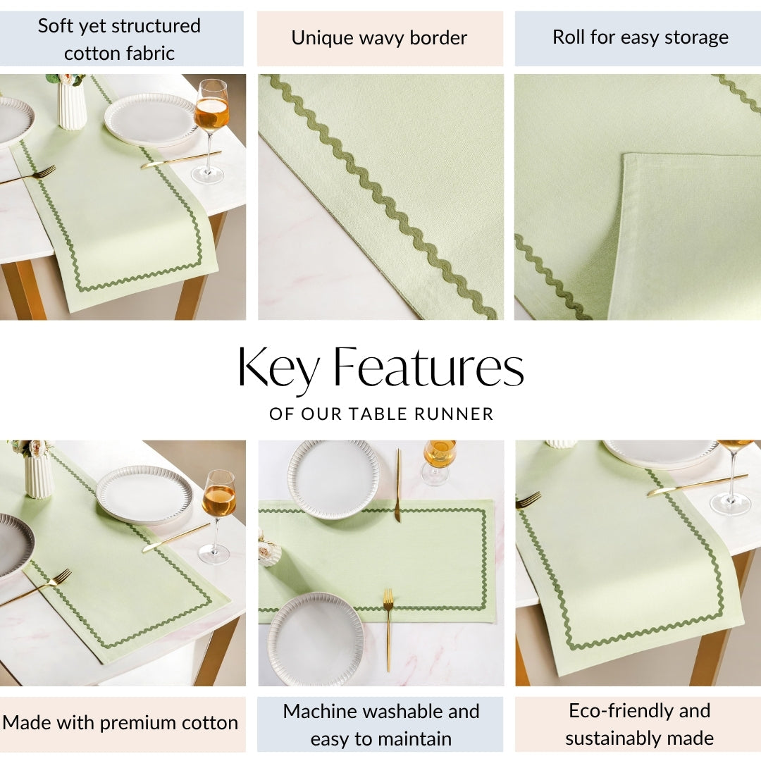 Isabelle 6 Seater Table Runner Green 183x36cm