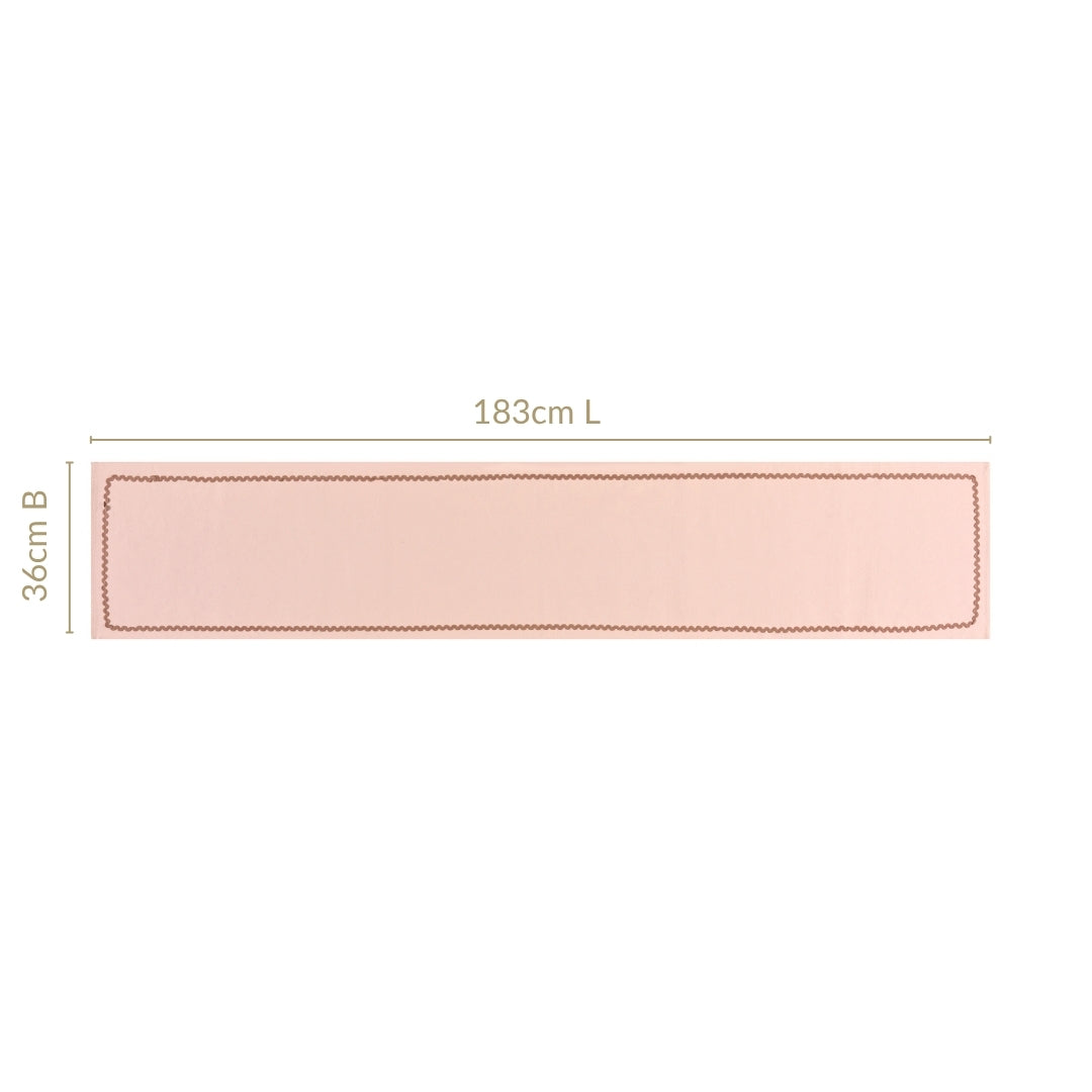 Madeline Rick Rack Cotton Table Runner Peach 183x36cm