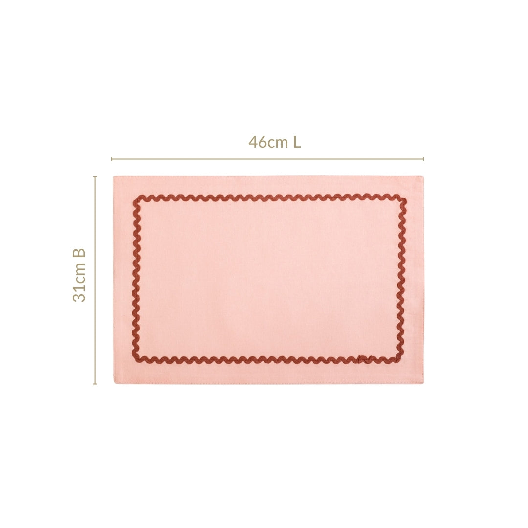 Madeline Rick Rack Peach Set Of 6 Reversible Cotton Placemats