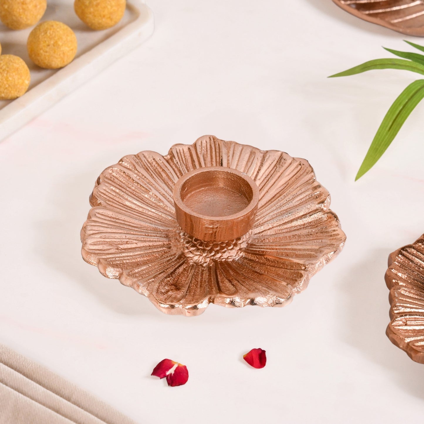 Rose Gold Tealight Candle Holder Set Of 2 In Festive Gift Box