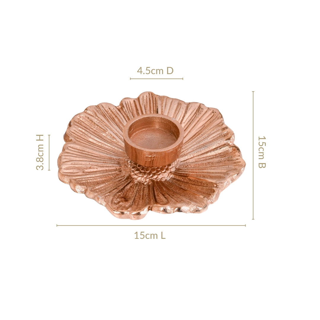 Rose Gold Tealight Candle Holder Set Of 2 In Festive Gift Box