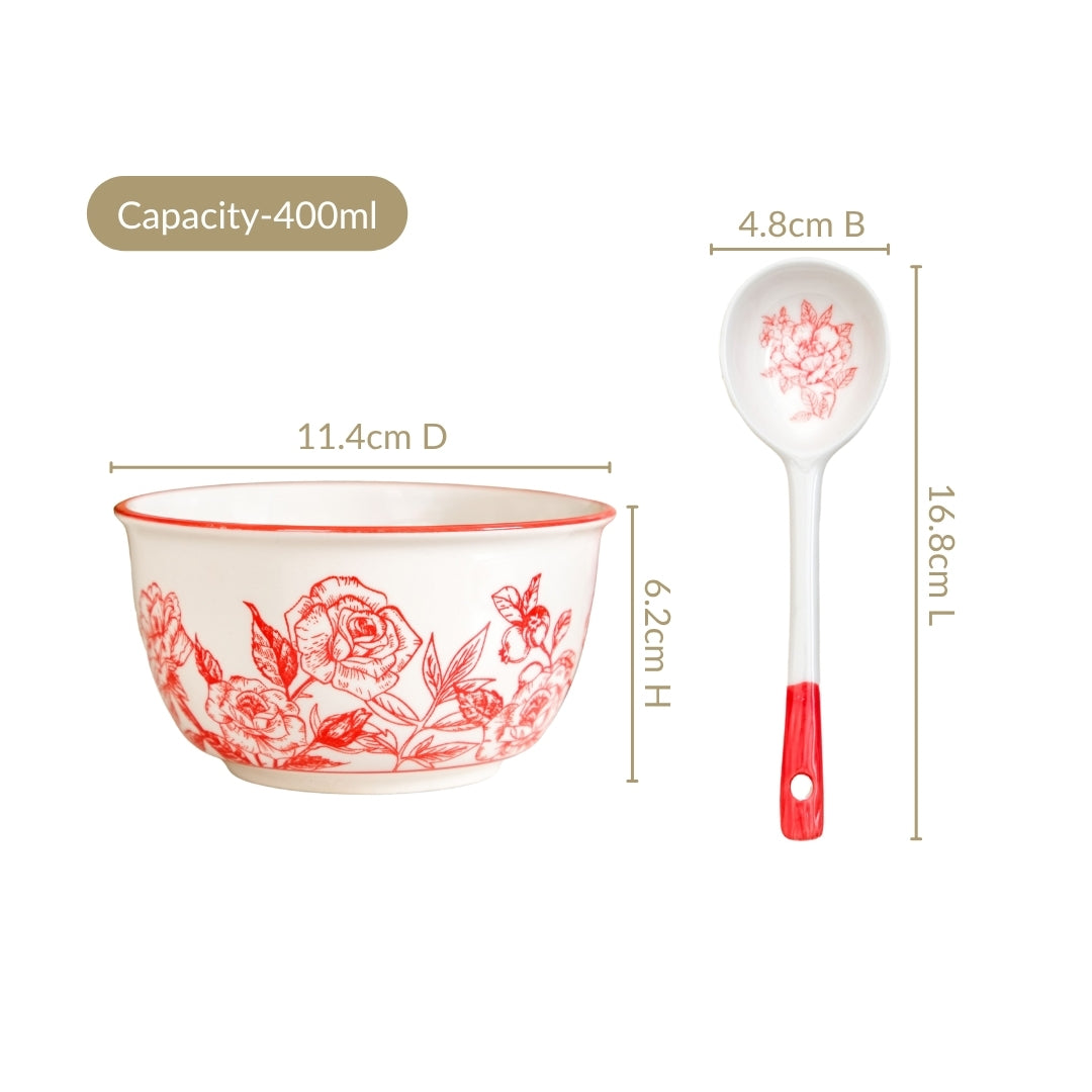 Rosetta Bowls And Spoons Set Of 4 400ml
