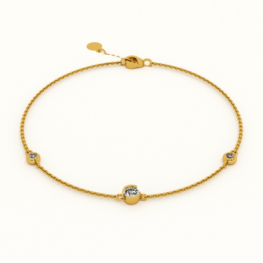 Radiant Trio 9KT Gold Lab Grown Diamond Bracelet