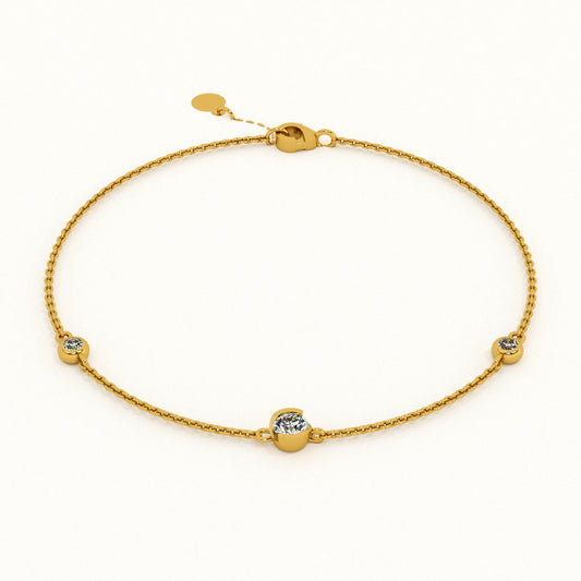 Radiant Trio 9KT Gold Lab Grown Diamond Bracelet