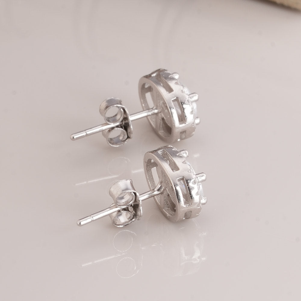 Radiant Halo 925 Sterling Silver Earrings