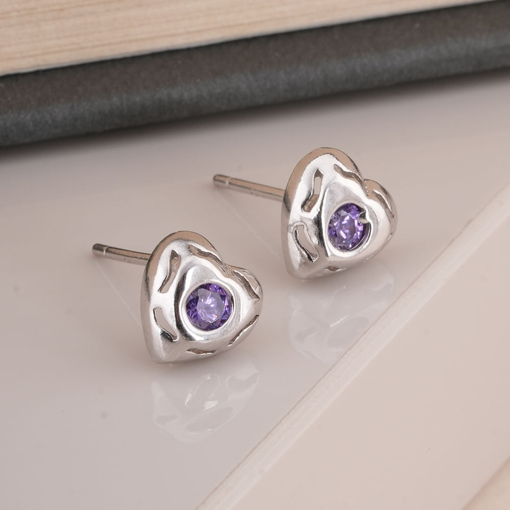 Silver Heart 925 Sterling Silver Stud Earrings