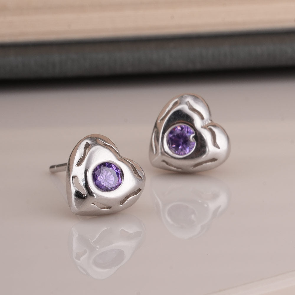 Silver Heart 925 Sterling Silver Stud Earrings