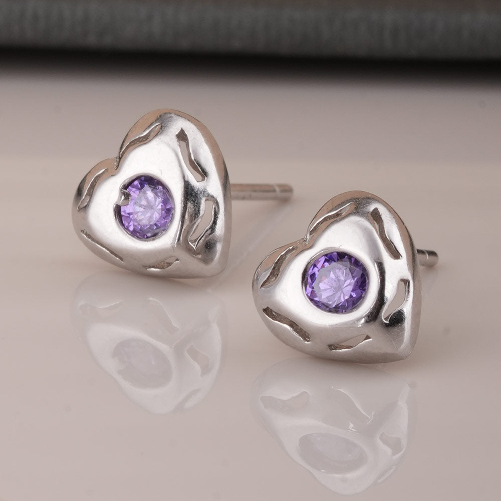 Silver Heart 925 Sterling Silver Stud Earrings
