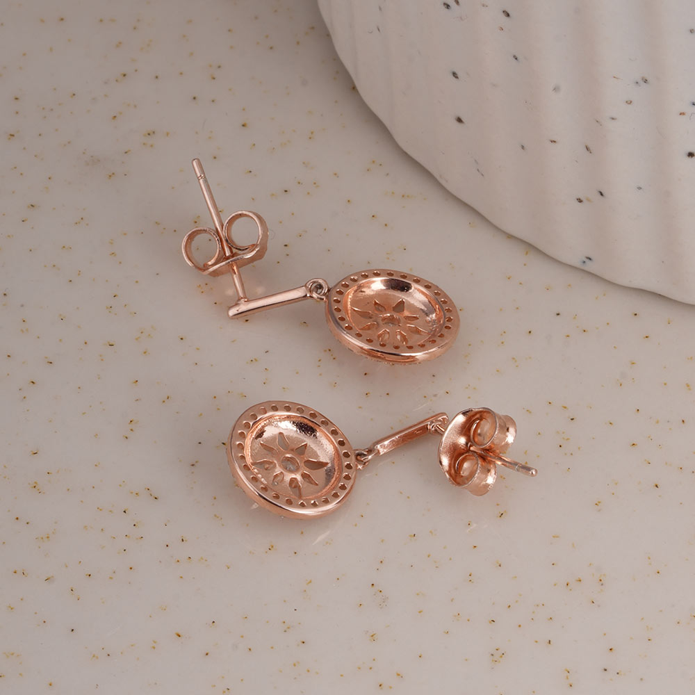 Starburst 925 Sterling Silver Rose Gold Drop Earrings