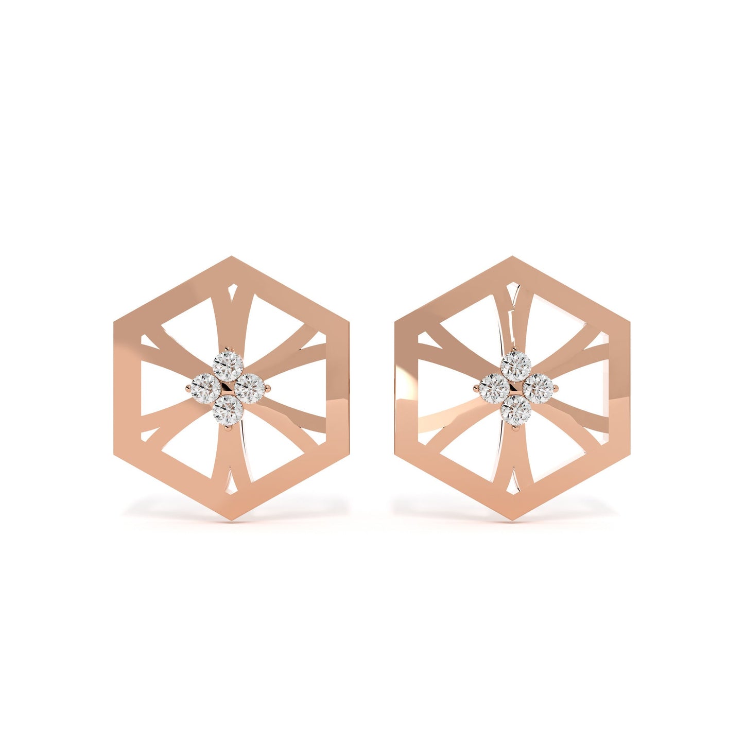 Hexa Star 9KT Gold Lab Grown Diamond Stud Earring