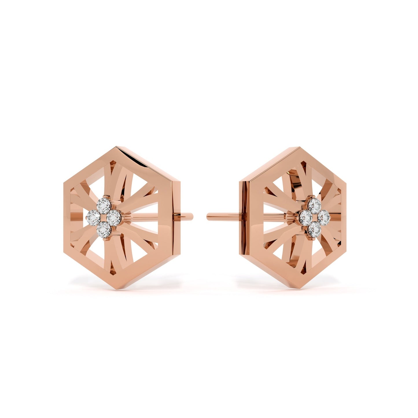 Hexa Star 9KT Gold Lab Grown Diamond Stud Earring