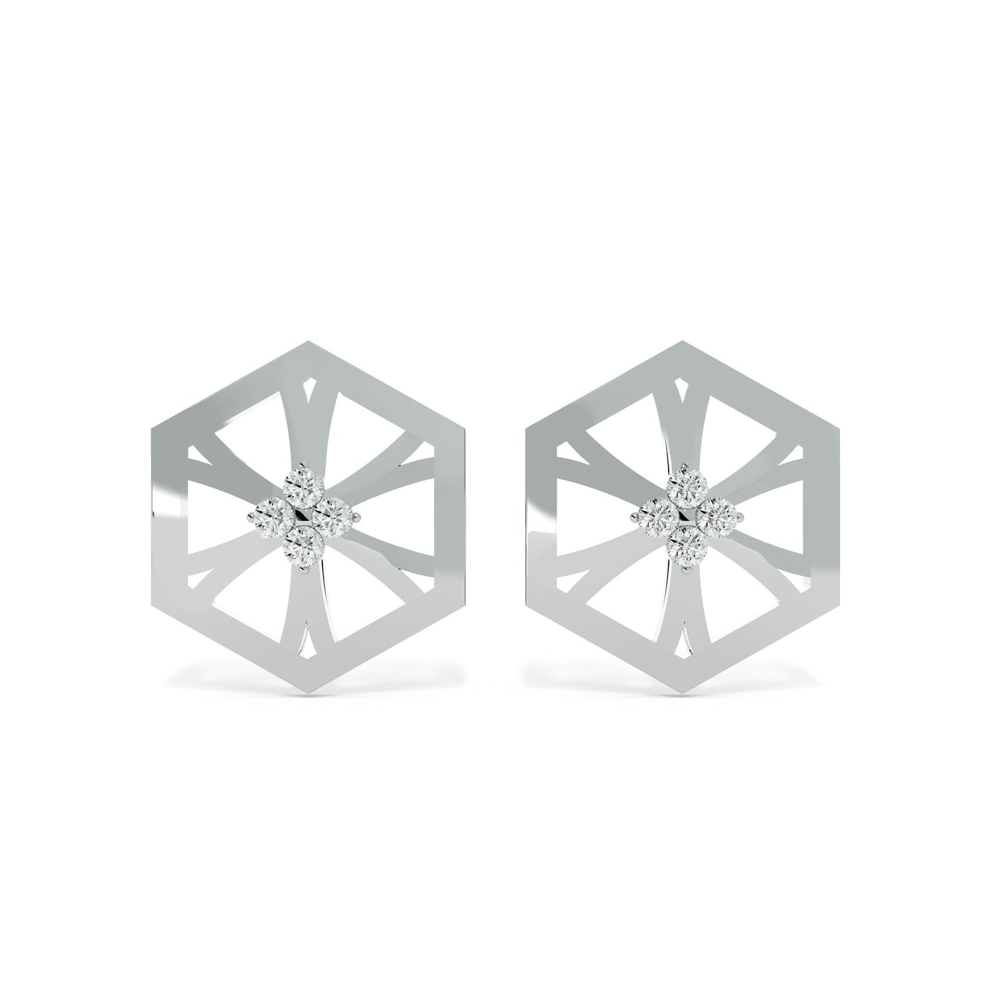 Hexa Star 9KT Gold Lab Grown Diamond Stud Earring