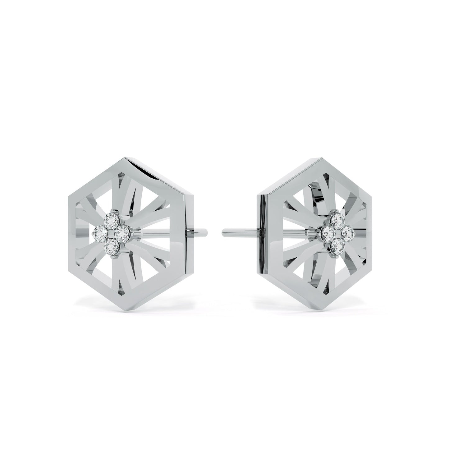 Hexa Star 9KT Gold Lab Grown Diamond Stud Earring