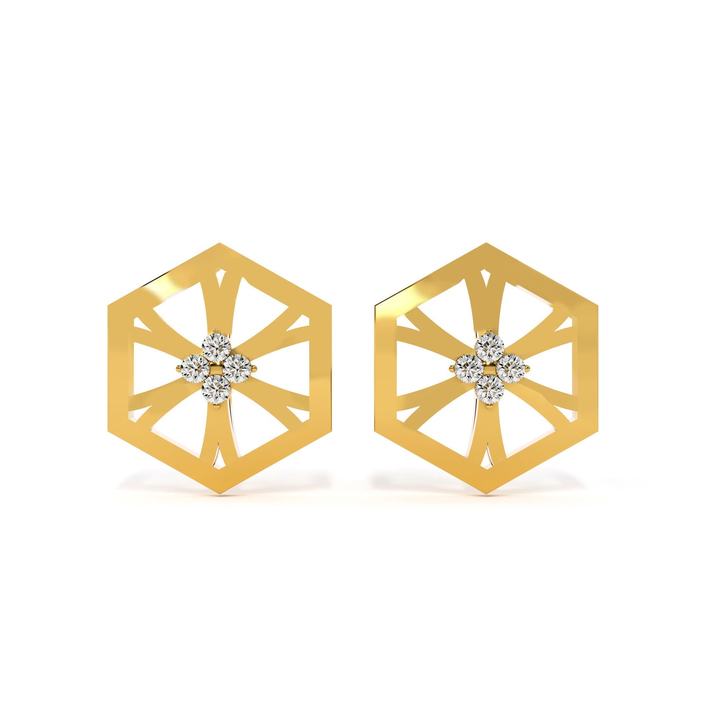 Hexa Star 9KT Gold Lab Grown Diamond Stud Earring