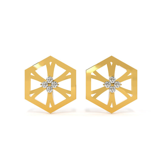 Hexa Star 9KT Gold Lab Grown Diamond Stud Earring