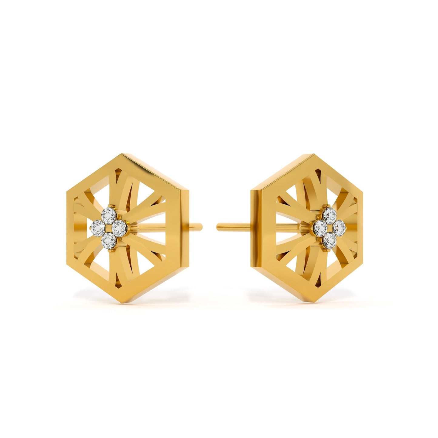 Hexa Star 9KT Gold Lab Grown Diamond Stud Earring