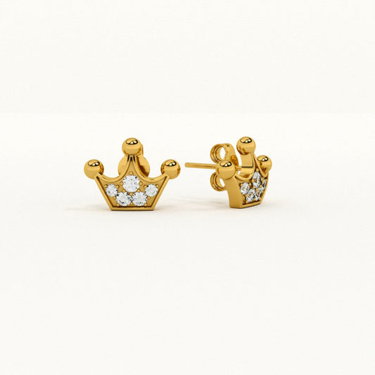 Royal Crown 9KT Gold Lab Grown Diamond Stud Earring