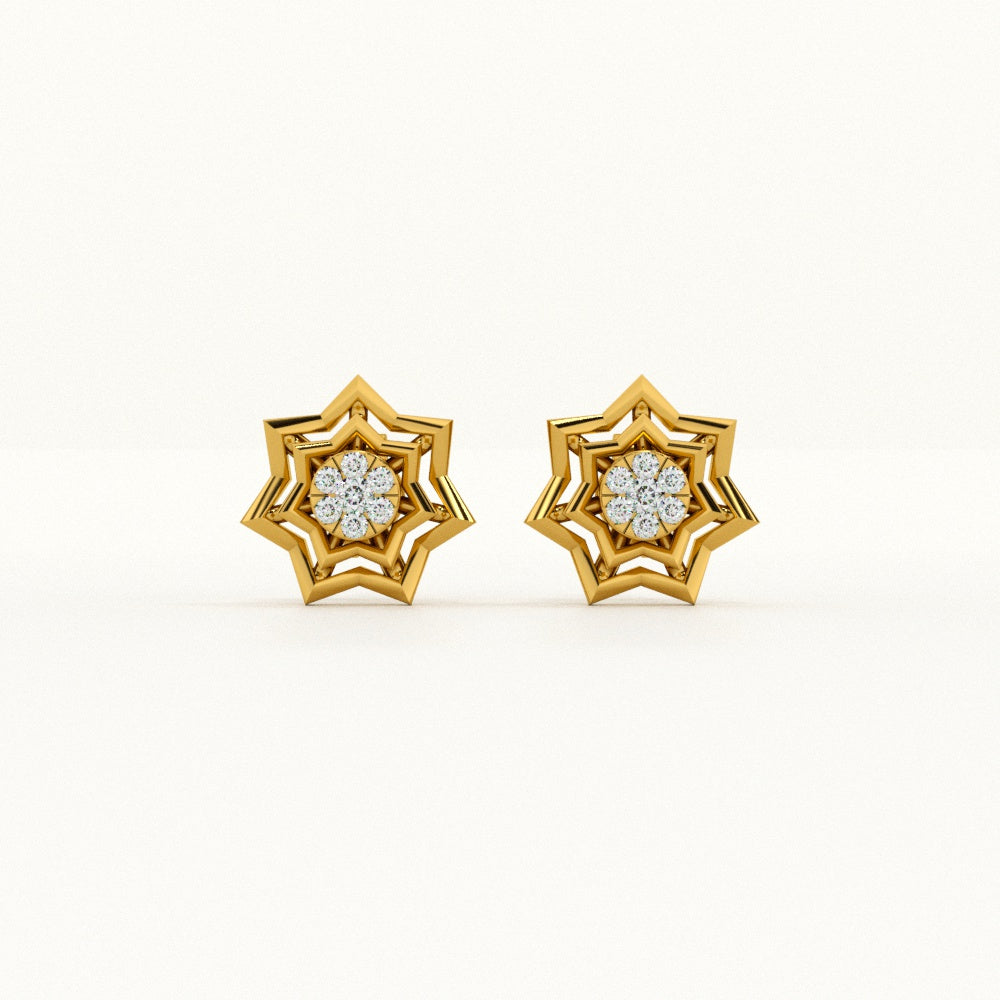 Galaxy Star Sparkling 9KT Gold Lab Grown Diamond Stud Earring