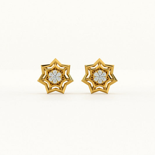 Galaxy Star Sparkling 9KT Gold Lab Grown Diamond Stud Earring