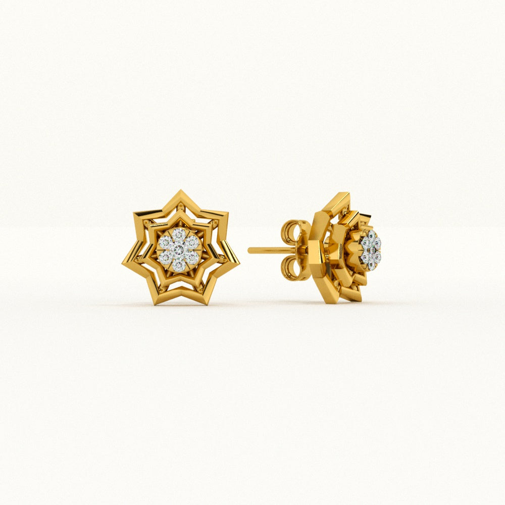 Galaxy Star Sparkling 9KT Gold Lab Grown Diamond Stud Earring
