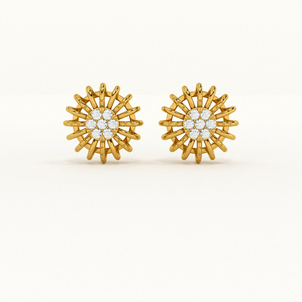 Sunshine Elegance 9KT Gold Lab Grown Diamond Stud Earring