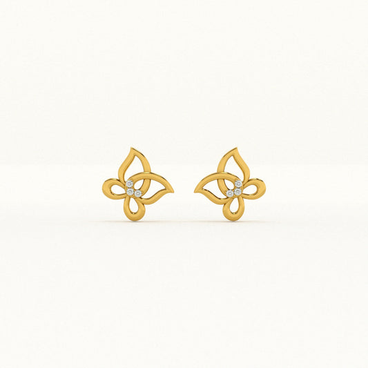 Floral Whimsy 9KT Gold Lab Grown Diamond Stud Earring