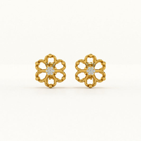 Radiant Petals 9KT Gold Lab Grown Diamond Stud Earring