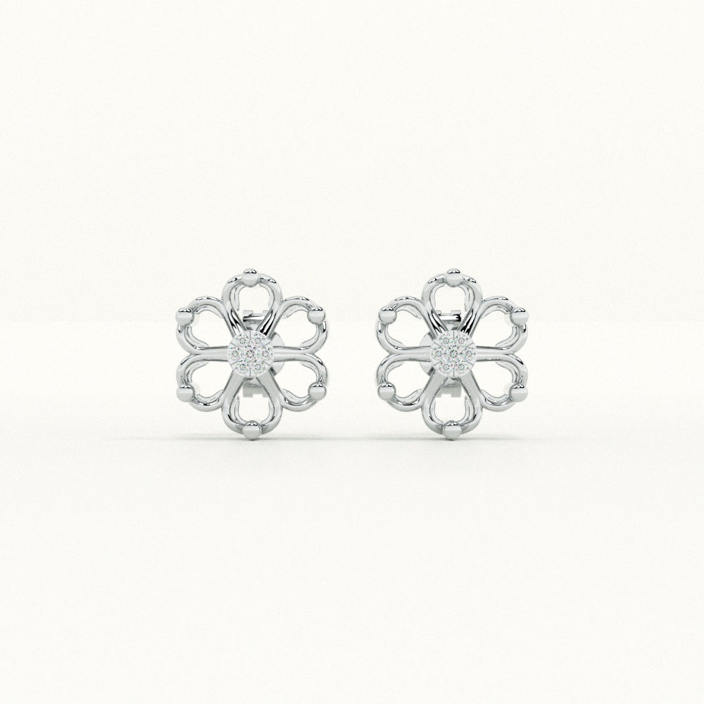 Radiant Petals 9KT Gold Lab Grown Diamond Stud Earring